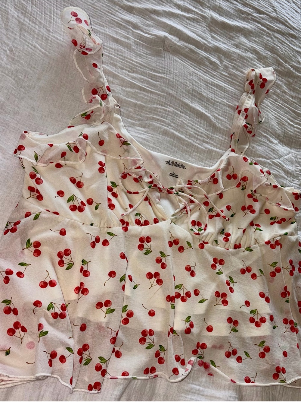 wild fable White Cherry Print Ruffle Cami